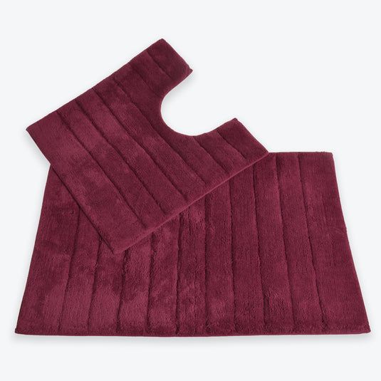 Allure Bath Fashions Ribbed Two Piece Bath Mat & Toilet Mat Set in Maroon - image 1