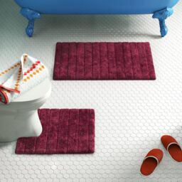 Allure Bath Fashions Ribbed Two Piece Bath Mat & Toilet Mat Set in Maroon - thumbnail 3