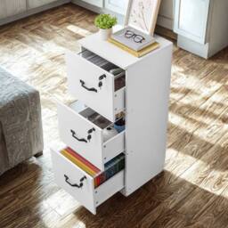 Pirlo Plush 3 Drawer Filing Cabinet With Locks For Home Office in White - thumbnail 6