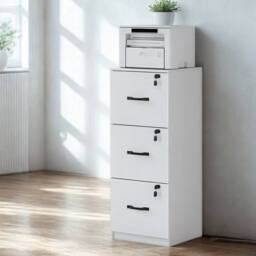 Pirlo Plush 3 Drawer Filing Cabinet With Locks For Home Office in White
