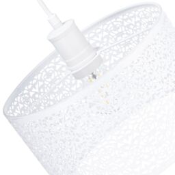 Happy Homewares Ornate Moroccan Style Decorated Metal Pendant Lighting Shade in White - thumbnail 5