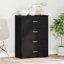 Berkfield Home Sideboard with Drawer Black oak 60 x 31 x 84 cm Particle board - thumbnail 4
