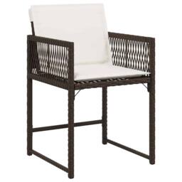 Berkfield Home 5 Piece Garden Dining Set with Cushions Brown Poly Rattan - thumbnail 6