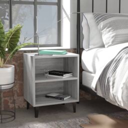 Berkfield Home Bed Cabinet with Metal Legs Grey Sonoma 40x30x50 cm - Size: 40 x 30 x 50 cm - thumbnail 1