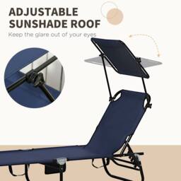 OUTSUNNY 2 Piece Folding Sun Loungers with Adjustable Backrest, Dark Blue - thumbnail 5