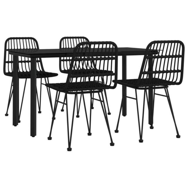 Berkfield Home Beautiful 5 Piece Garden Dining Set Black Poly Rattan - image 1