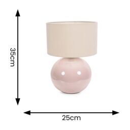 ValueLights Bosco Natural Stone Globe Ceramic Table Lamp with Fabric Lamp Shade - thumbnail 4