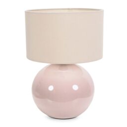 ValueLights Bosco Natural Stone Globe Ceramic Table Lamp with Fabric Lamp Shade - thumbnail 2
