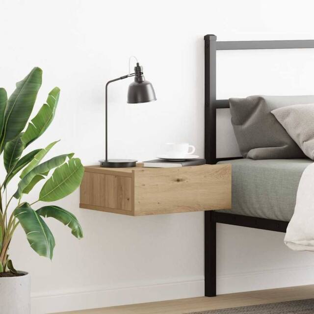 Berkfield Home Decorative Floating Nightstand Artisan Oak 40x32x15 cm Engineered Wood in Brown - Size: 40 x 32 x 15 cm - image 1