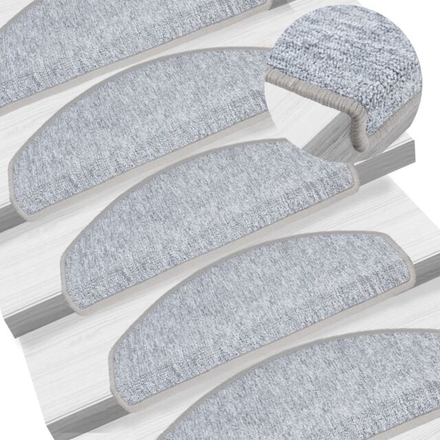 Berkfield Home Carpet Stair Treads 15 pcs Light Grey 65x24x4 cm - Size: Medium - image 1