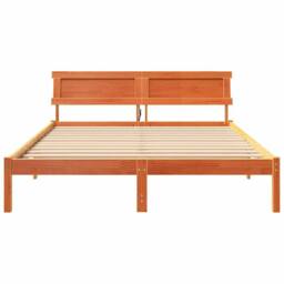 Berkfield Home with LED Strip Lights with Headboard Wax brown 160 x 200 cm Pine wood - thumbnail 5