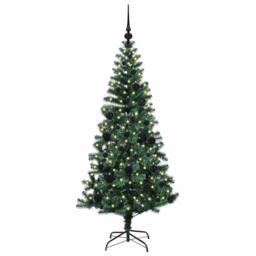 Berkfield Home Artificial Pre-lit Christmas Tree Green 150 cm PVC & Metal - thumbnail 3