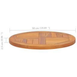 Berkfield Home Table Top Solid Teak Wood Round 2.5 cm 50 cm in Brown - thumbnail 6