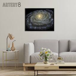 "Artery8 Space Map Milky Way Galaxy Spiral Framed Canvas Wall Art Print in Black - Size: W12"" x H16""" - thumbnail 3