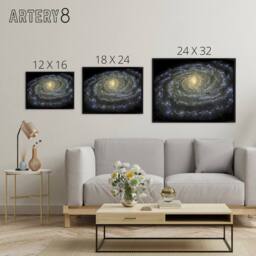 "Artery8 Space Map Milky Way Galaxy Spiral Framed Canvas Wall Art Print in Black - Size: W12"" x H16""" - thumbnail 4