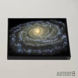 "Artery8 Space Map Milky Way Galaxy Spiral Framed Canvas Wall Art Print in Black - Size: W12"" x H16""" - thumbnail 2