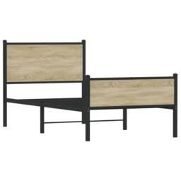 Berkfield Home Metal Bed Frame without Mattress Sonoma Oak 90x190 cm Single in Light Brown - thumbnail 3