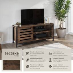 tectake Tv Stand Galway in Brown - Size: 110 cm - thumbnail 2