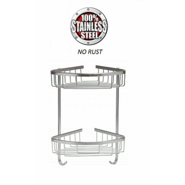 FLAVORA 2 TIER CORNER CADDY Stainless Steel Corner Shower Caddy in Silver - Size: 180 cm width x 180 cm drop - image 1