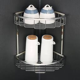 FLAVORA 2 TIER CORNER CADDY Stainless Steel Corner Shower Caddy in Silver - Size: 180 cm width x 180 cm drop - thumbnail 3