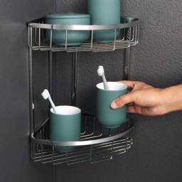 FLAVORA 2 TIER CORNER CADDY Stainless Steel Corner Shower Caddy in Silver - Size: 180 cm width x 180 cm drop - thumbnail 2