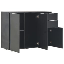 Berkfield Home Sideboard High Gloss Black 107x35x76 cm - Size: 107 x 35 x 76 cm - thumbnail 4