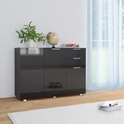 Berkfield Home Sideboard High Gloss Black 107x35x76 cm - Size: 107 x 35 x 76 cm