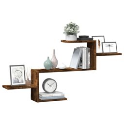 Berkfield Home Wall Shelf Smoked Oak 104x15x49 cm Engineered Wood in Brown - Size: 104 x 15 x 49 cm - thumbnail 3