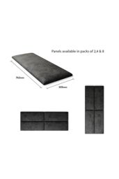 Aspire EasyMount Wall Mounted Upholstered Panels, Modular DIY Headboard in Mirazzi Velvet Fabric (Pack of 8) in Black - thumbnail 5