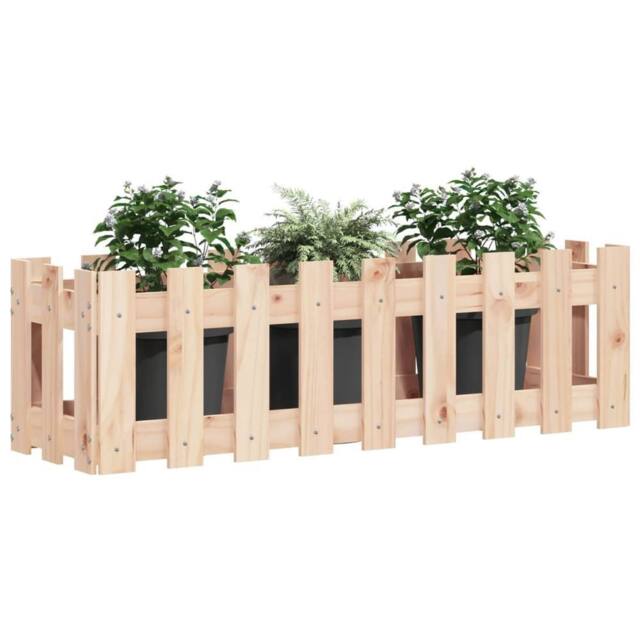 Berkfield Home Garden Raised Bed with Fence Design 100x30x30 cm Solid Wood Pine in Natural - Size: 100 x 30 x 30 cm - image 1