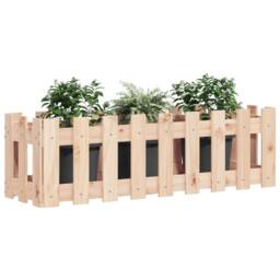 Berkfield Home Garden Raised Bed with Fence Design 100x30x30 cm Solid Wood Pine in Natural - Size: 100 x 30 x 30 cm - thumbnail 1
