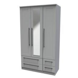 Ready Assembled 2 U Howard Tall Triple 2 Drawer Mirror + Drawer Wardrobe (Ready Assembled) in Dark Grey - thumbnail 3