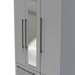 Ready Assembled 2 U Howard Tall Triple 2 Drawer Mirror + Drawer Wardrobe (Ready Assembled) in Dark Grey - thumbnail 4