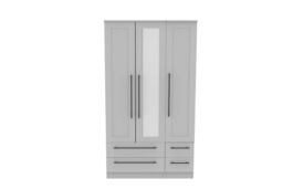 Ready Assembled 2 U Howard Tall Triple 2 Drawer Mirror + Drawer Wardrobe (Ready Assembled) in Dark Grey - thumbnail 7