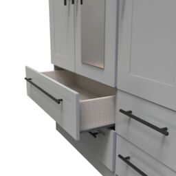 Ready Assembled 2 U Howard Tall Triple 2 Drawer Mirror + Drawer Wardrobe (Ready Assembled) in Dark Grey - thumbnail 6