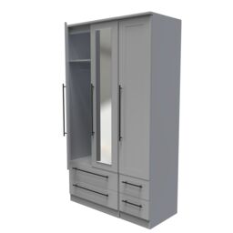 Ready Assembled 2 U Howard Tall Triple 2 Drawer Mirror + Drawer Wardrobe (Ready Assembled) in Dark Grey - thumbnail 5