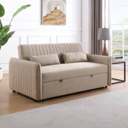 Flintshire Furniture Ltd Carys 2 Seater Pull Out Sofa Bed in Beige - thumbnail 1