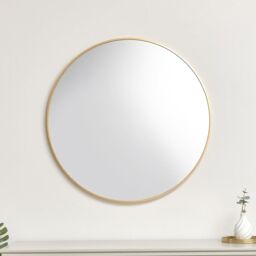 Melody Maison Large Round Antique Gold Wall Mirror - 80cm X 80cm in Metallic Gold - Size: 80 cm X 80 cm - thumbnail 2