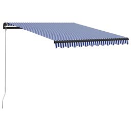Berkfield Home Manual Retractable Awning with LED 300x250 cm Blue & White - thumbnail 2