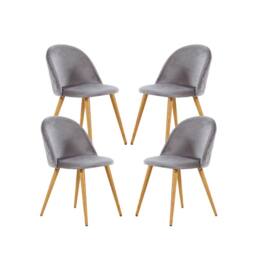 Life Interiors Lucia Dining Set Round White Table + 4 Velvet Dining Chairs in Grey - thumbnail 4