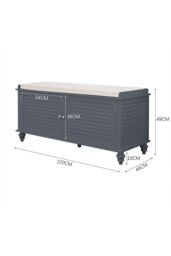 Living and Home Shoe Cabinet Storage Bench with Linen Cushion in Grey - thumbnail 6