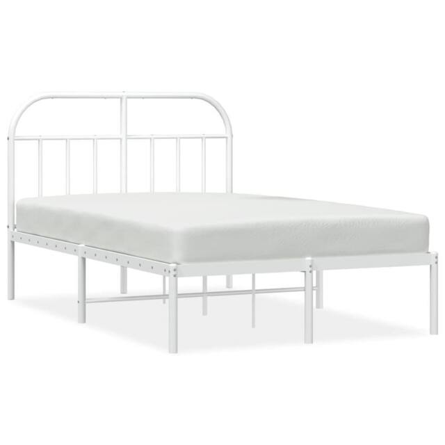 Berkfield Home Metal Bed Frame with Headboard White 120x190 cm Small Double - image 1