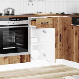 Berkfield Home Kitchen Base Cabinet Lucca Old Wood Engineered Wood in Brown - thumbnail 2