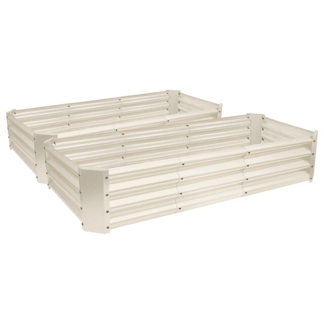 Harbour Housewares Raised Garden Beds - 2x Rectangular Bottomless Galvanised Steel Planter 180 x 90cm in Ivory - Size: 180 x 90 cm - image 1