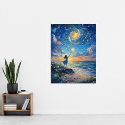 "Artery8 Wish Upon A Star Magical Sky Beach Fantasy Art Wall Art Print in Blue - Size: W18"" x H24""" - thumbnail 4