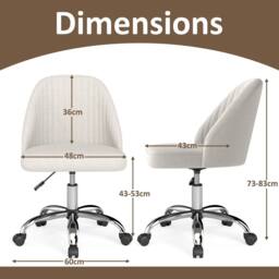 Costway Swivel Office Chair Armless Desk Chair w/ Backrest Height Adjustable in Beige - thumbnail 3