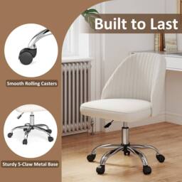 Costway Swivel Office Chair Armless Desk Chair w/ Backrest Height Adjustable in Beige - thumbnail 8