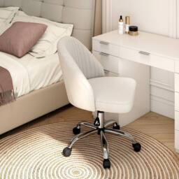 Costway Swivel Office Chair Armless Desk Chair w/ Backrest Height Adjustable in Beige - thumbnail 9