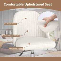 Costway Swivel Office Chair Armless Desk Chair w/ Backrest Height Adjustable in Beige - thumbnail 5