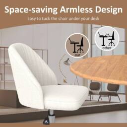 Costway Swivel Office Chair Armless Desk Chair w/ Backrest Height Adjustable in Beige - thumbnail 7